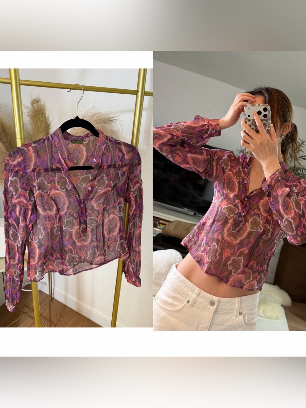 Like New Fei (Anthropologie) 100% Silk Top Y2K Vintage